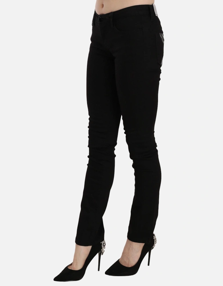 Slim Fit Mid Waist Denim Jeans Women - Black Jeans