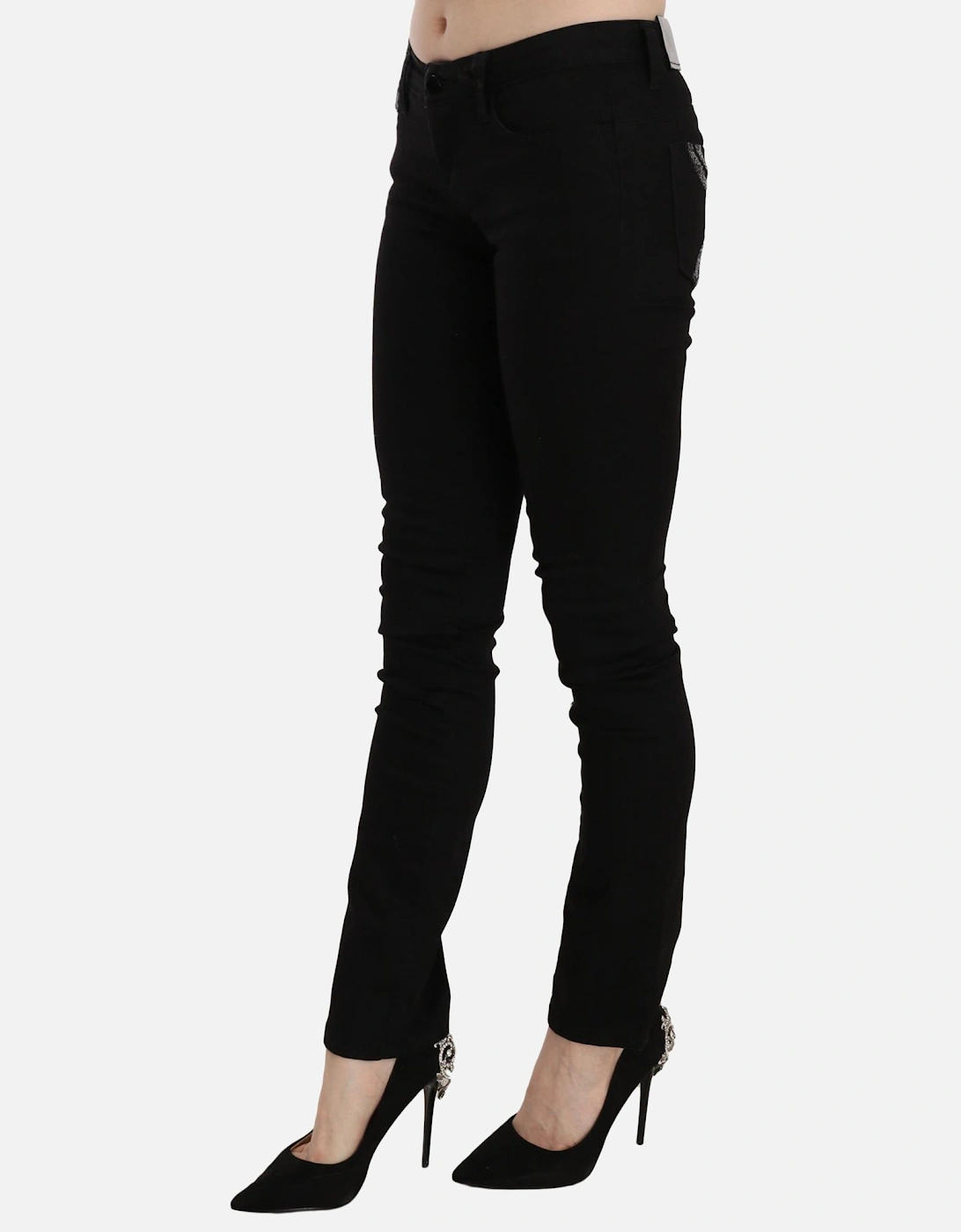 Slim Fit Mid Waist Denim Jeans Women - Black Jeans