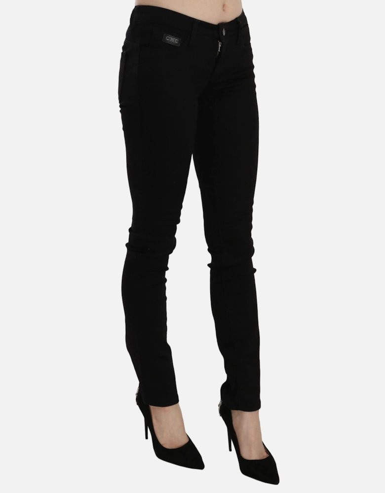Slim Fit Mid Waist Denim Jeans Women - Black Jeans