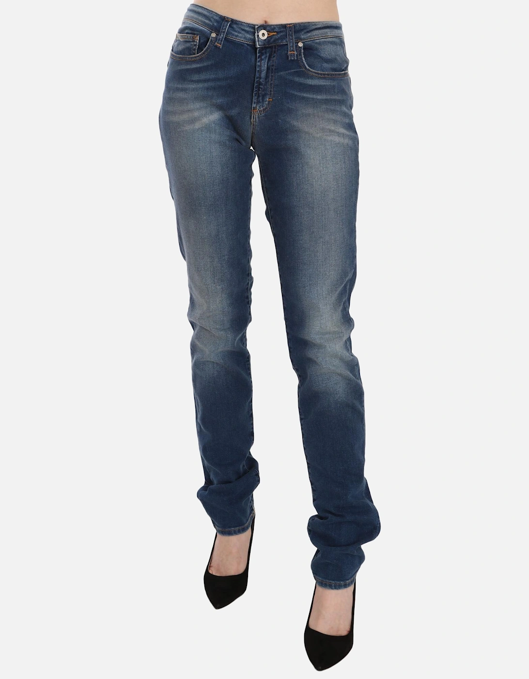 Mid Waist Slim Fit Denim Jeans Women - Blue Jeans, 7 of 6