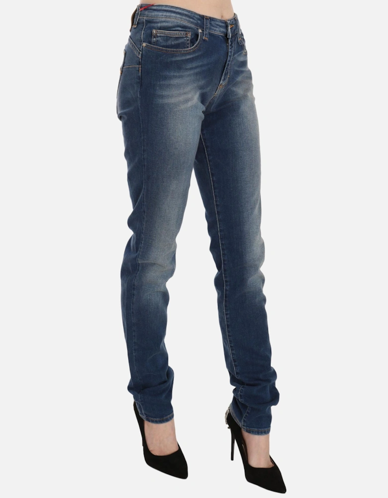 Mid Waist Slim Fit Denim Jeans Women - Blue Jeans