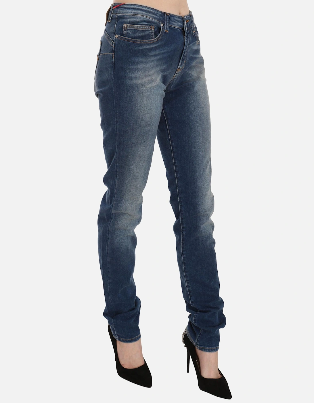 Mid Waist Slim Fit Denim Jeans Women - Blue Jeans