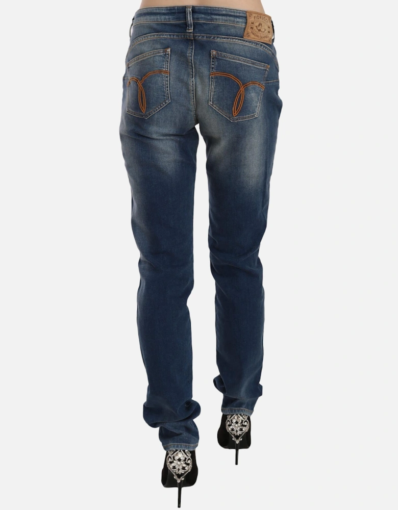 Mid Waist Slim Fit Denim Jeans Women - Blue Jeans