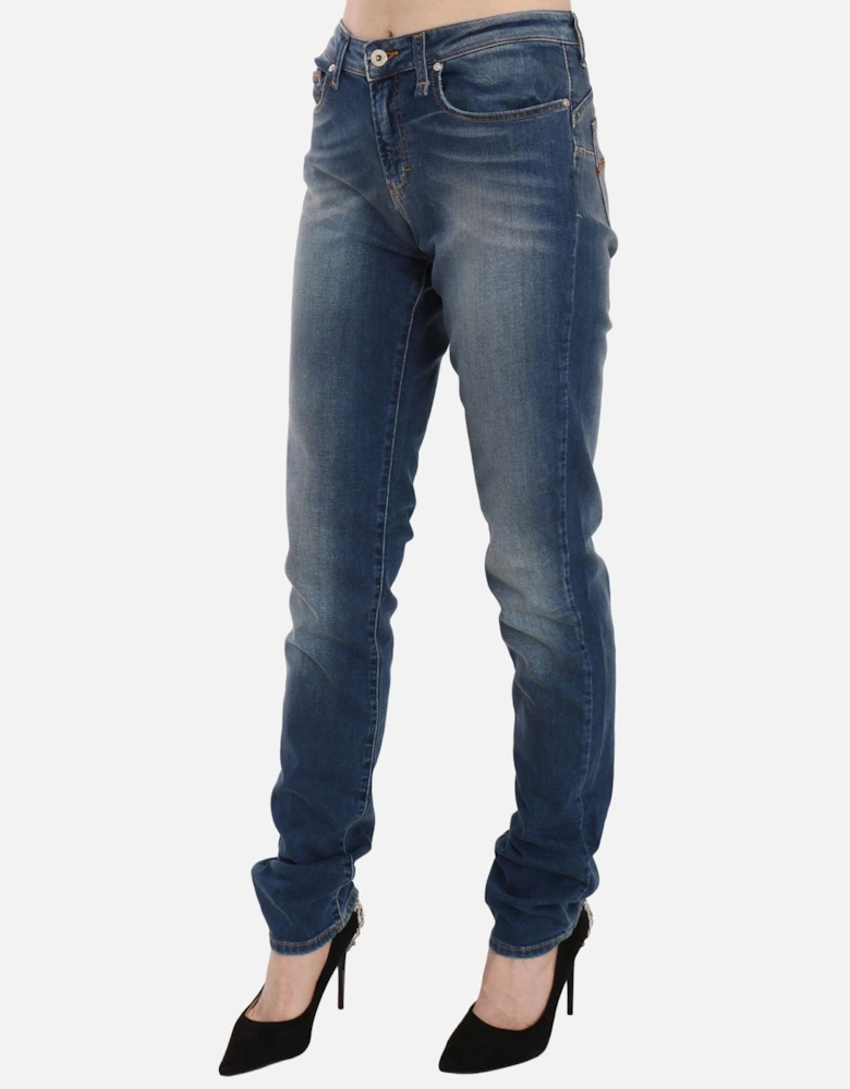 Mid Waist Slim Fit Denim Jeans Women - Blue Jeans
