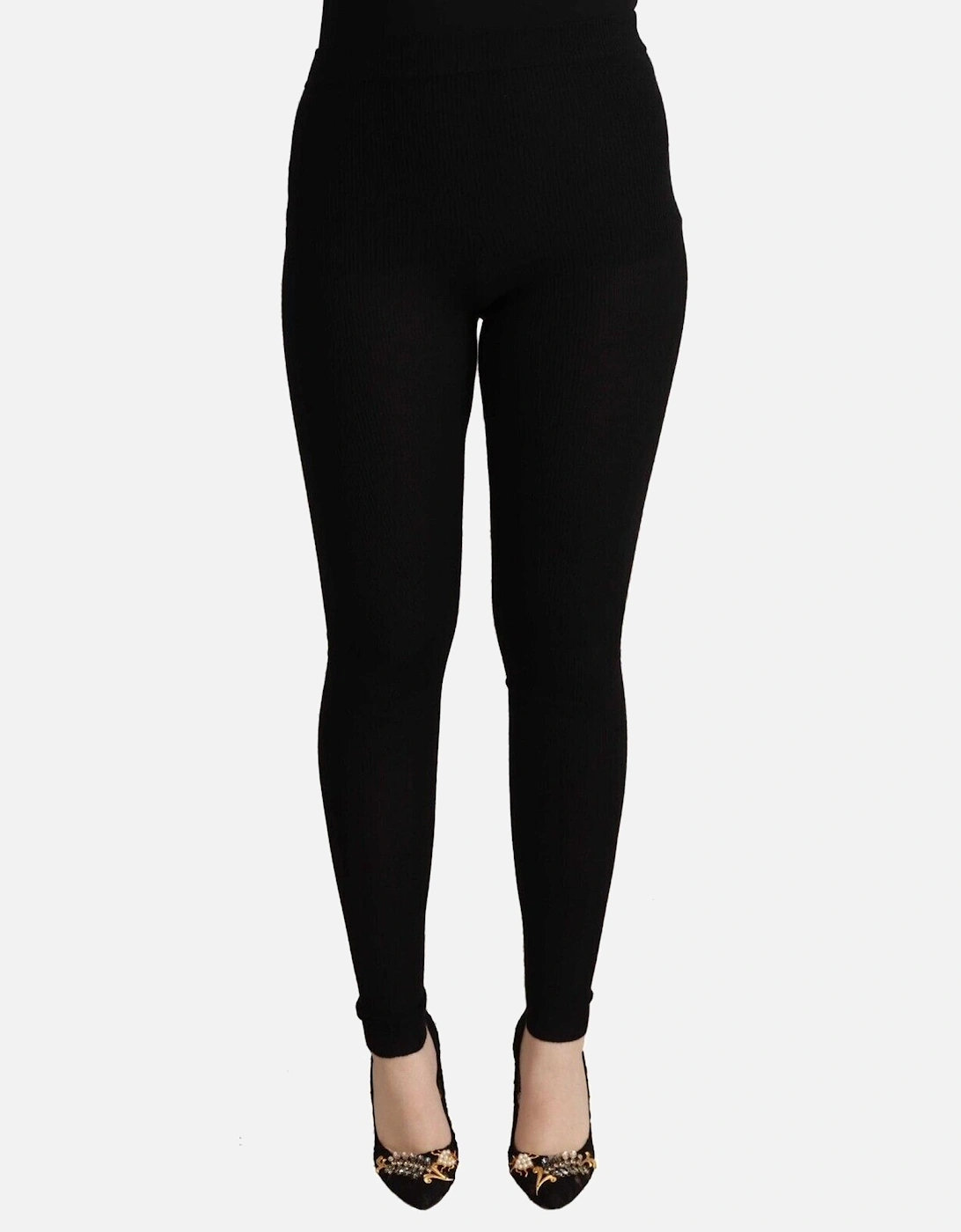 Dolce Gabbana Ribbed Knit Leggings Women - Black Jeans, 4 of 3