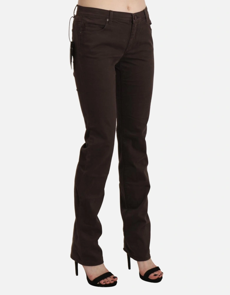 Mid Waist Skinny Cotton Jeans Women - Brown Jeans