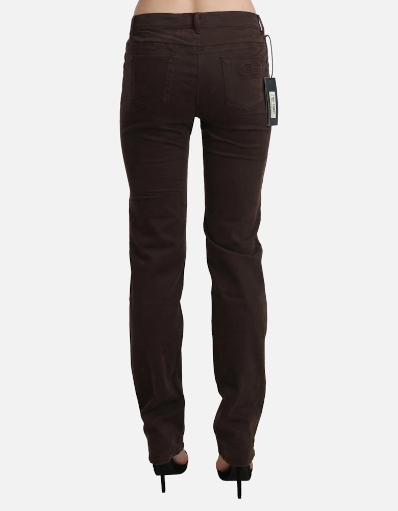 Mid Waist Skinny Cotton Jeans Women - Brown Jeans