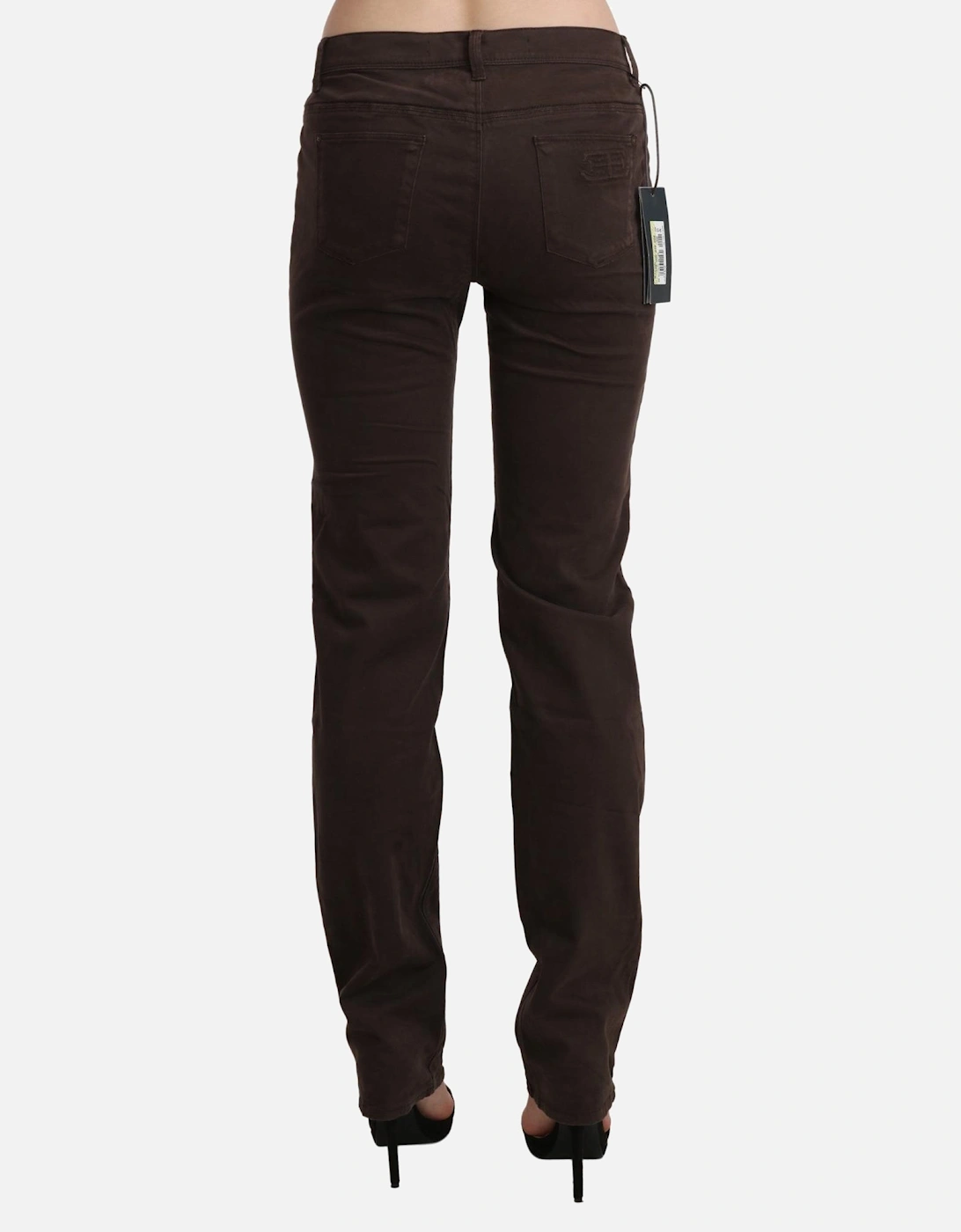 Mid Waist Skinny Cotton Jeans Women - Brown Jeans