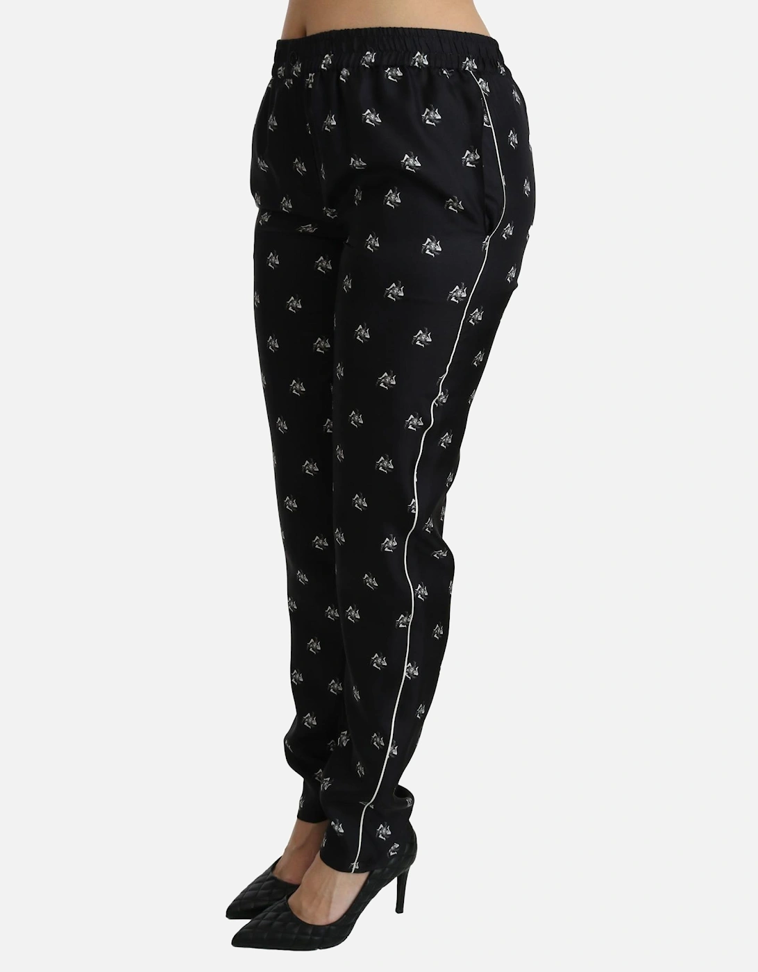 Mid Waist Slim Fit Silk Pants Women - Black Jeans
