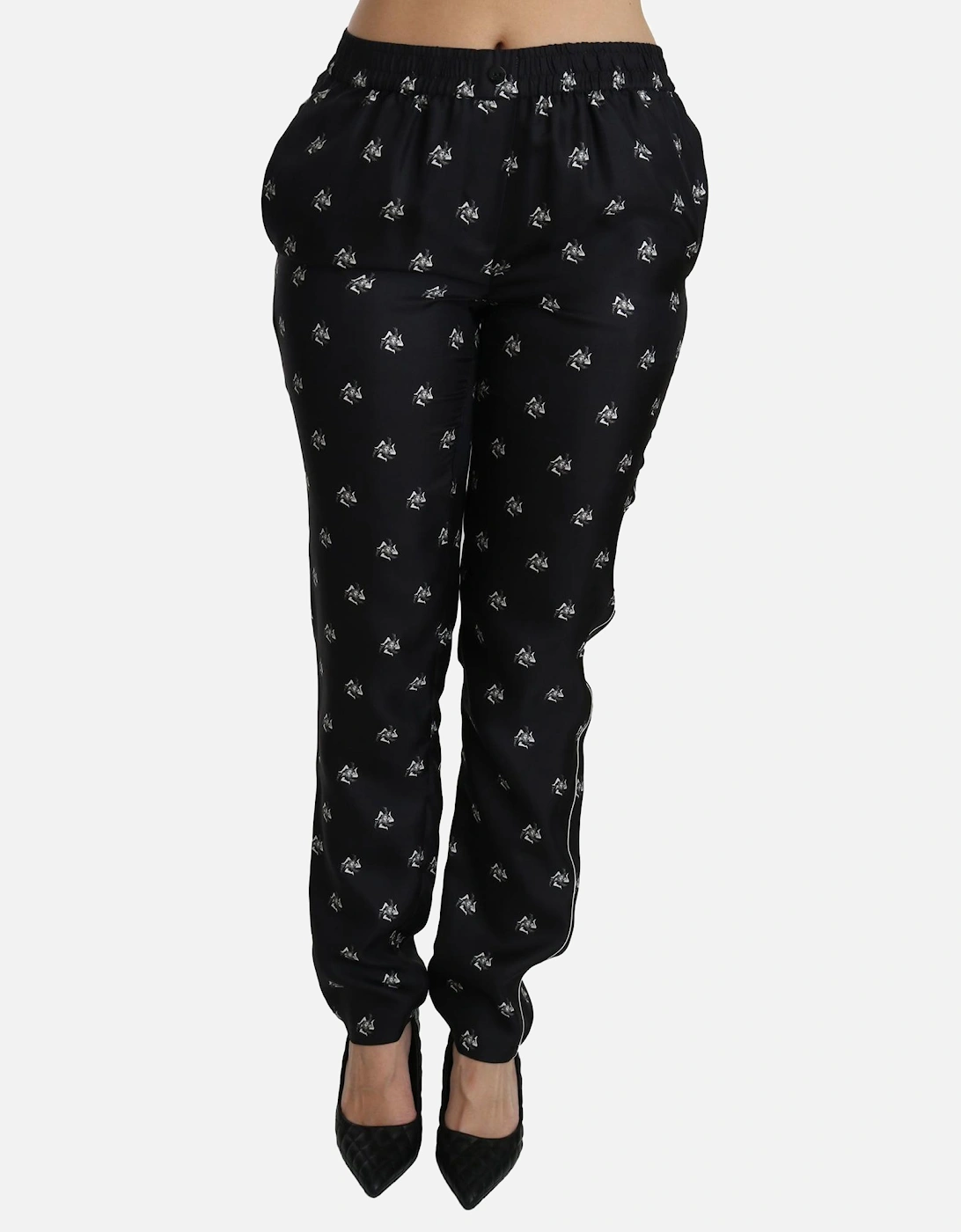 Mid Waist Slim Fit Silk Pants Women - Black Jeans, 6 of 5