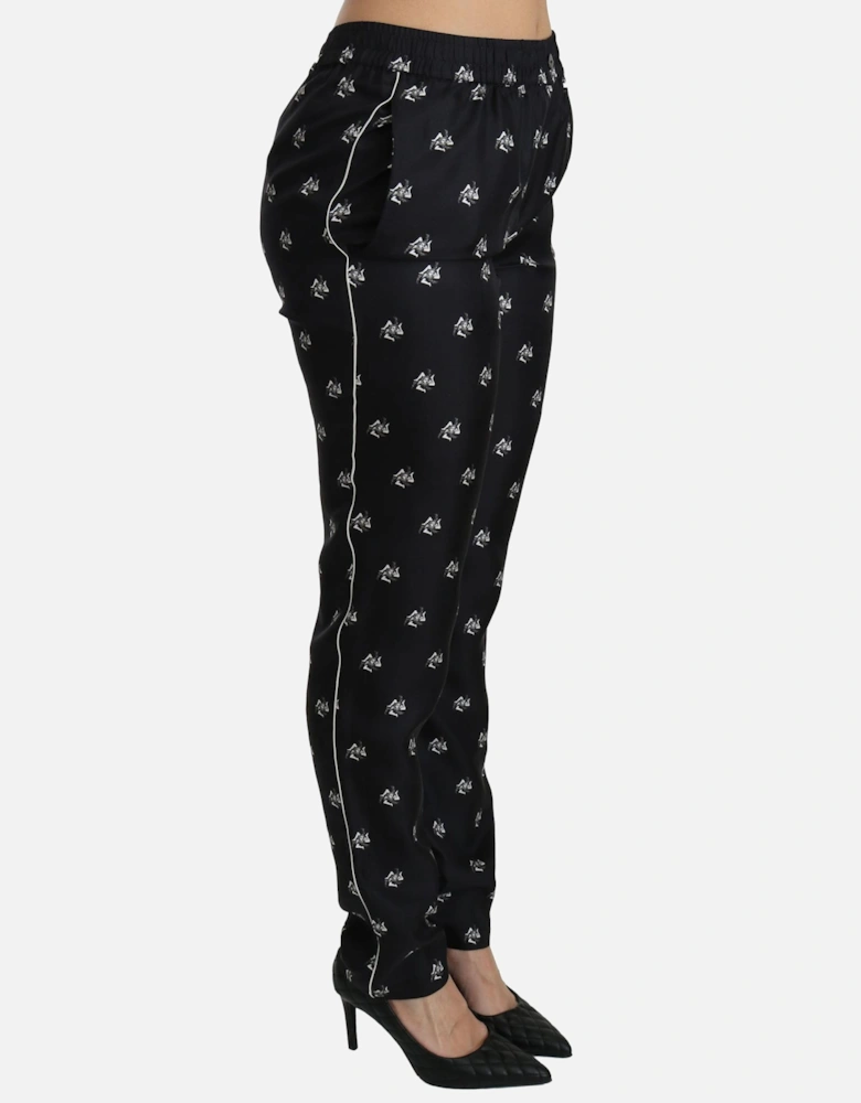 Mid Waist Slim Fit Silk Pants Women - Black Jeans