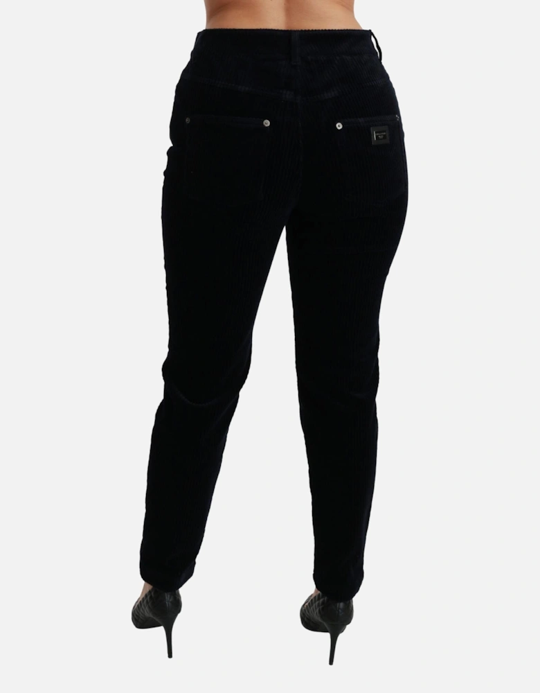 Dolce Gabbana Corduroy Trousers Straight Leg Women - Blue Jeans