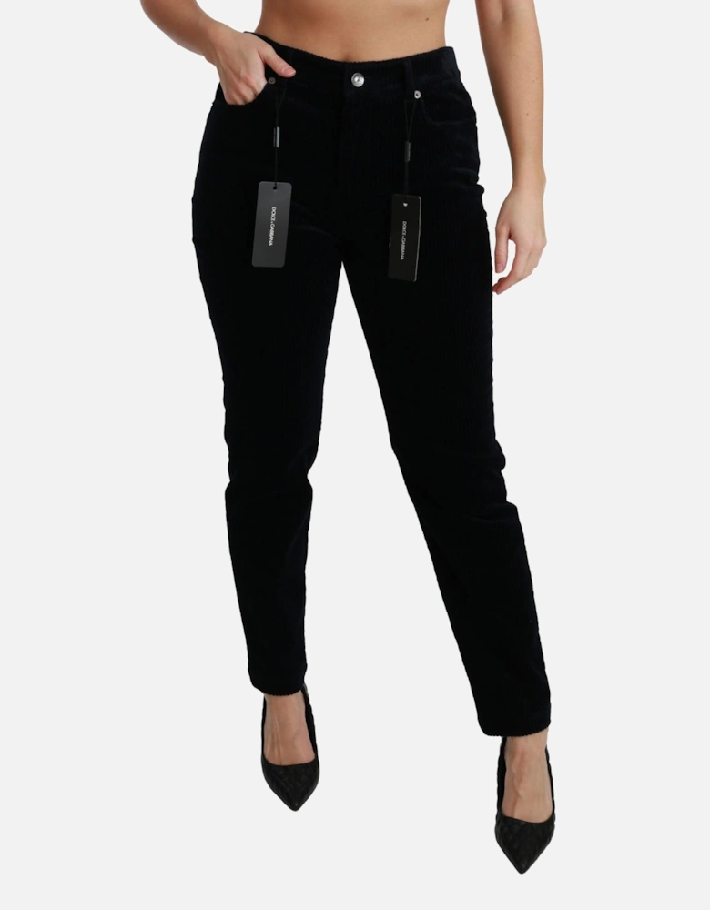 Dolce Gabbana Corduroy Trousers Straight Leg Women - Blue Jeans