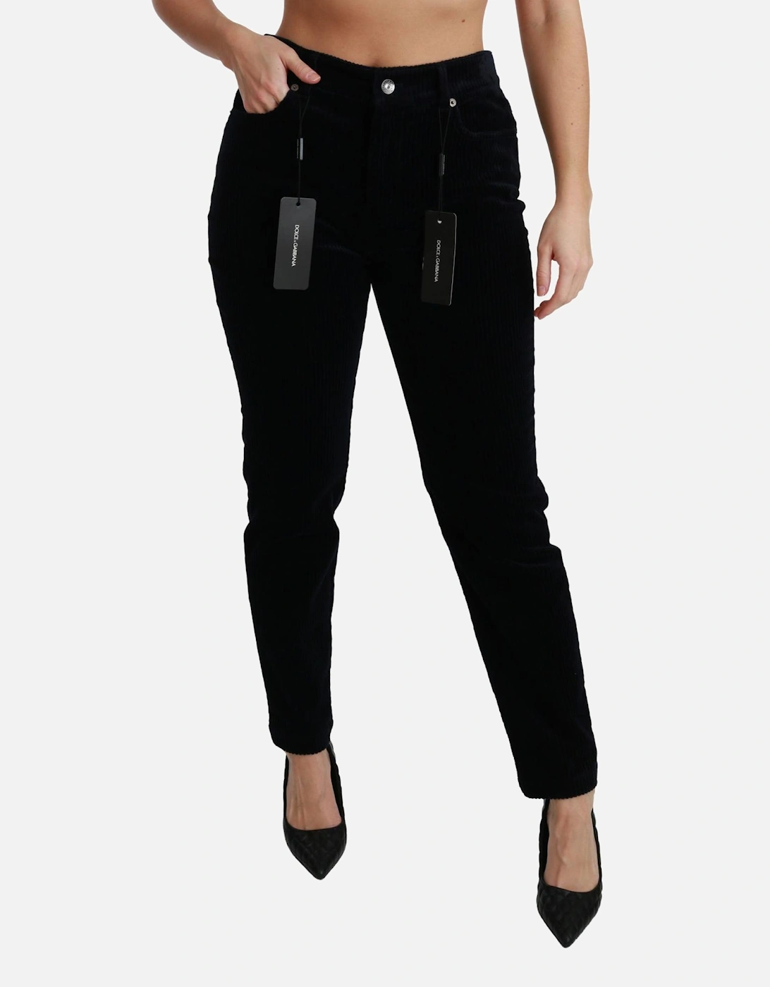 Dolce Gabbana Corduroy Trousers Straight Leg Women - Blue Jeans