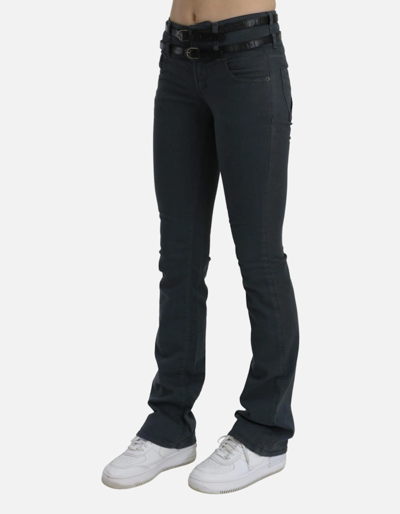 Bootcut Jeans Double Belt Women - Gray Jeans