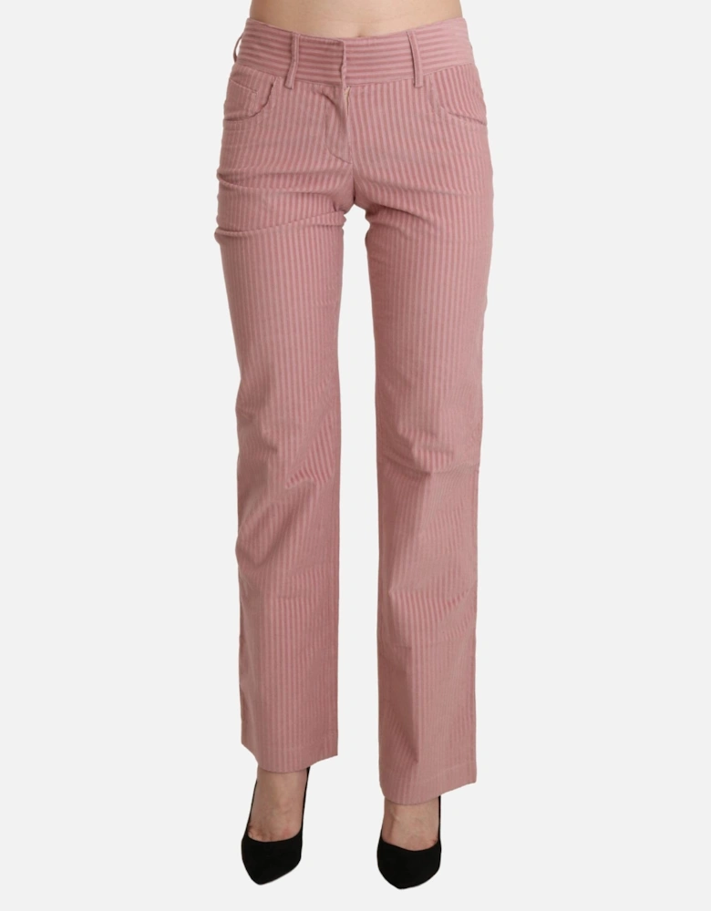 Mid Waist Straight Trousers with Zipper Closure Women - Pink Jeans