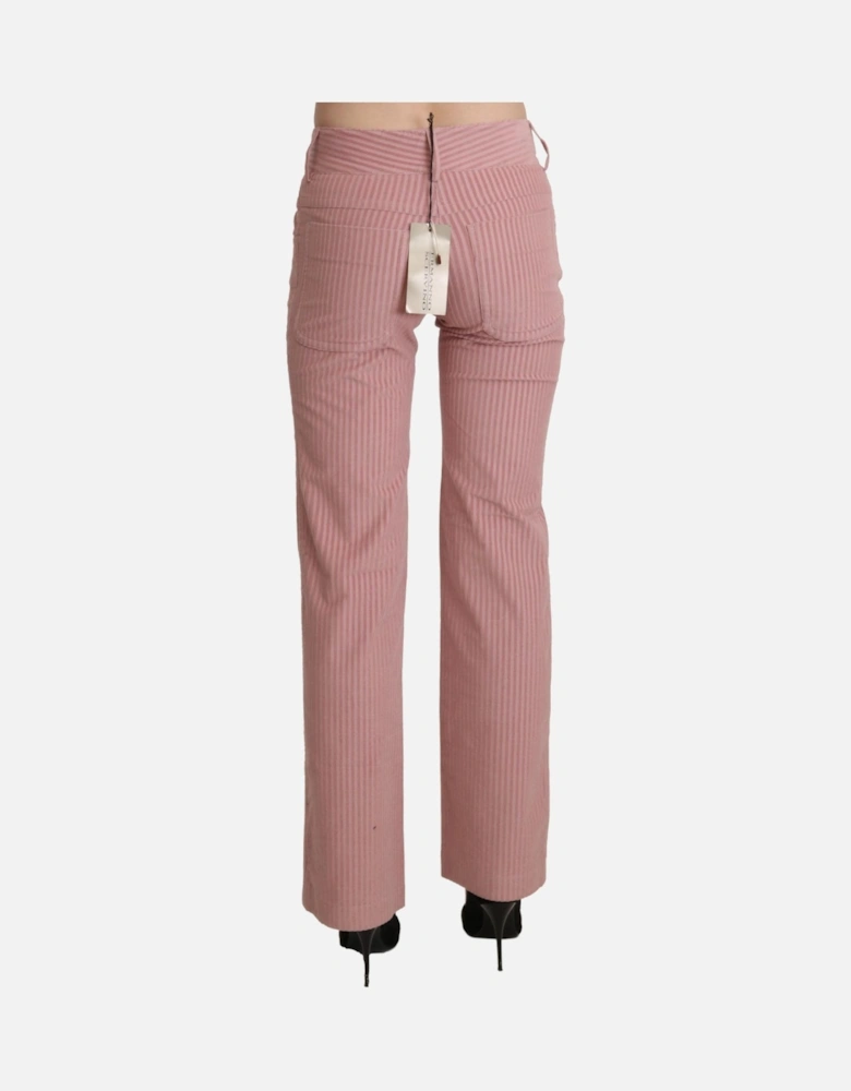 Mid Waist Straight Trousers with Zipper Closure Women - Pink Jeans