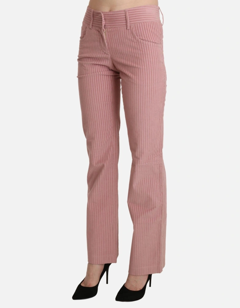 Mid Waist Straight Trousers with Zipper Closure Women - Pink Jeans