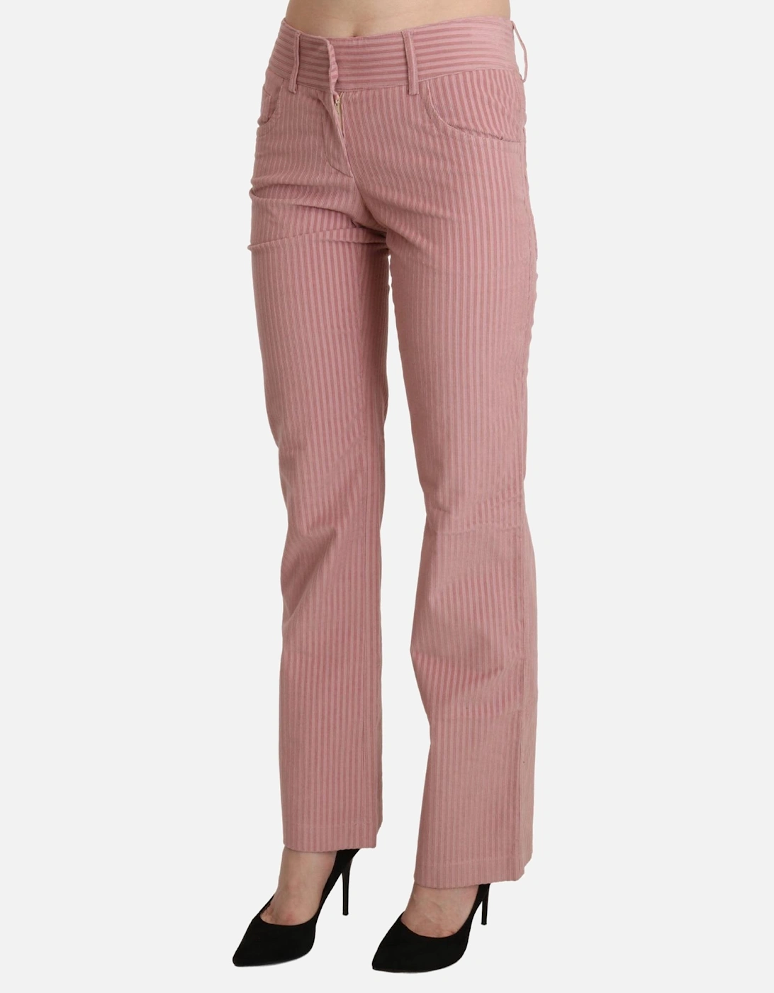 Mid Waist Straight Trousers with Zipper Closure Women - Pink Jeans