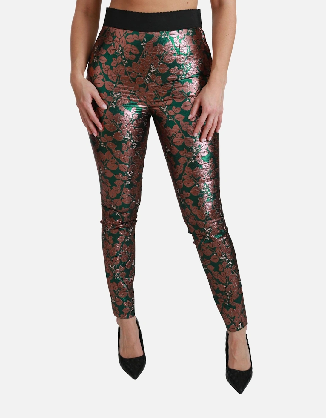 Dolce Gabbana Floral Brocade Trousers PAN70819 Women - Green Jeans