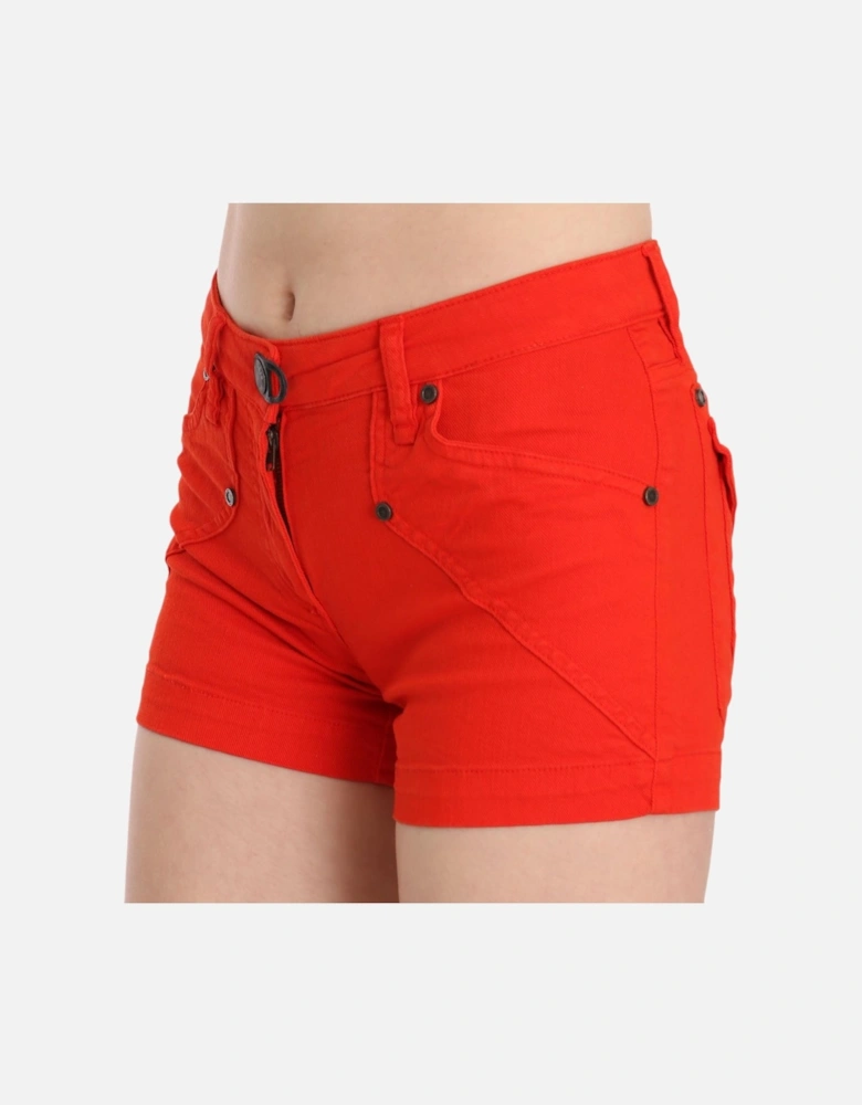 Red Shorts Casual Style Women - Orange