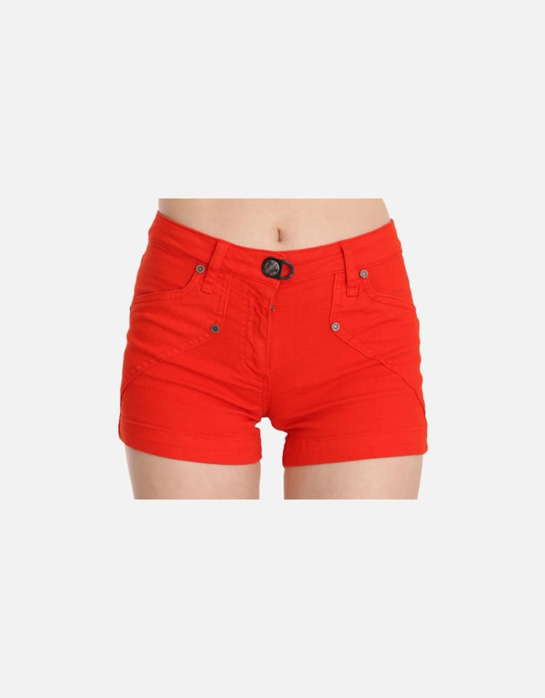 Red Shorts Casual Style Women - Orange