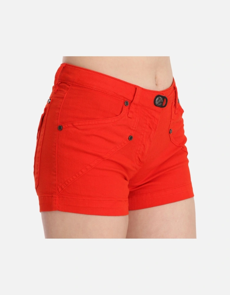 Red Shorts Casual Style Women - Orange