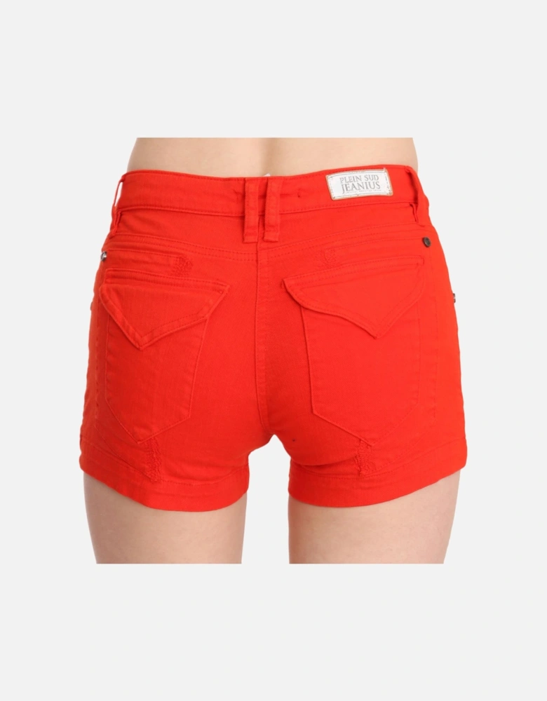 Red Shorts Casual Style Women - Orange