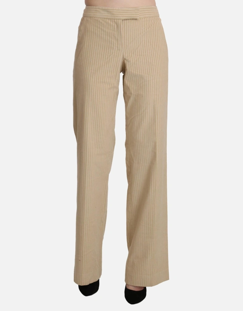 Beige pinstripe straightleg pants Women Jeans