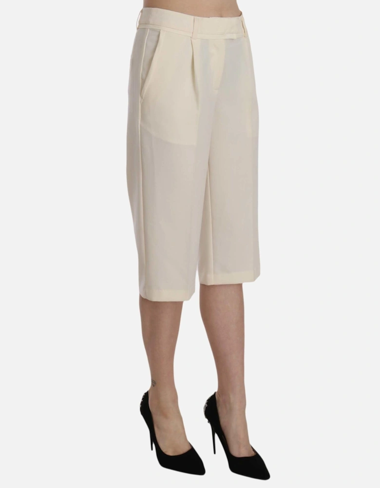 Mid Waist Straight Cropped Cotton Pants Women - Green Jeans