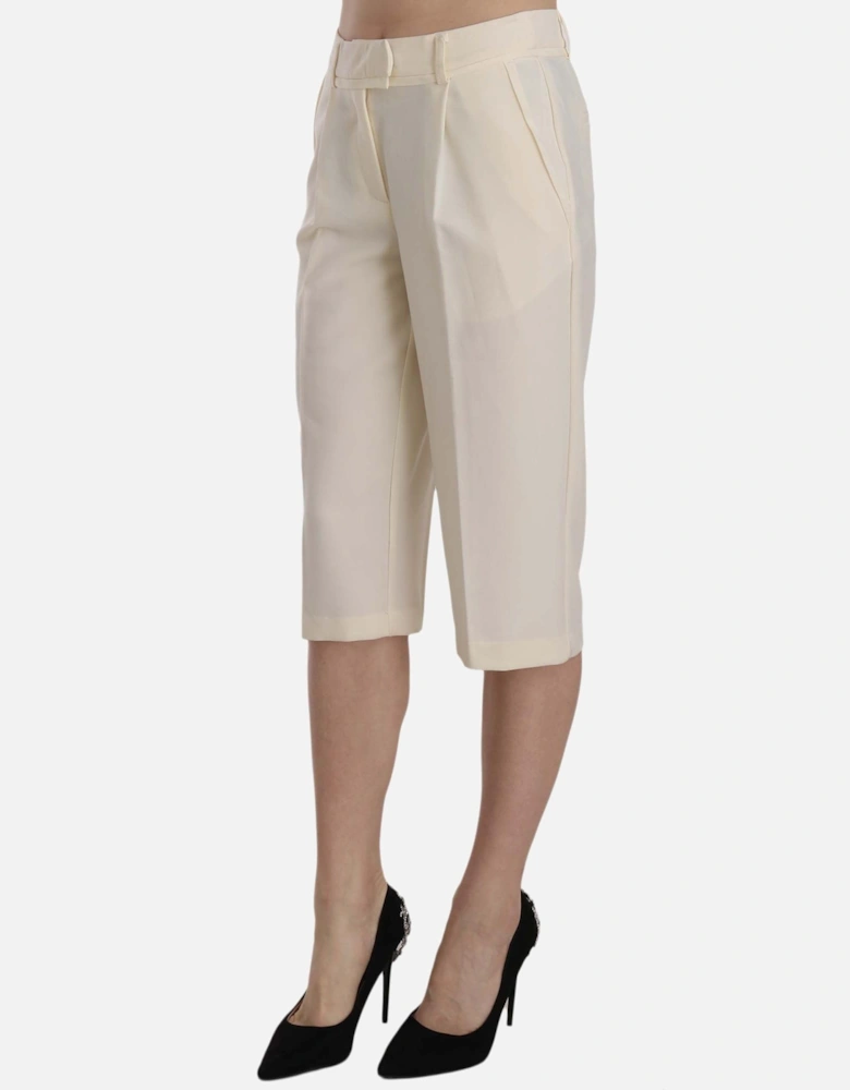 Mid Waist Straight Cropped Cotton Pants Women - Green Jeans