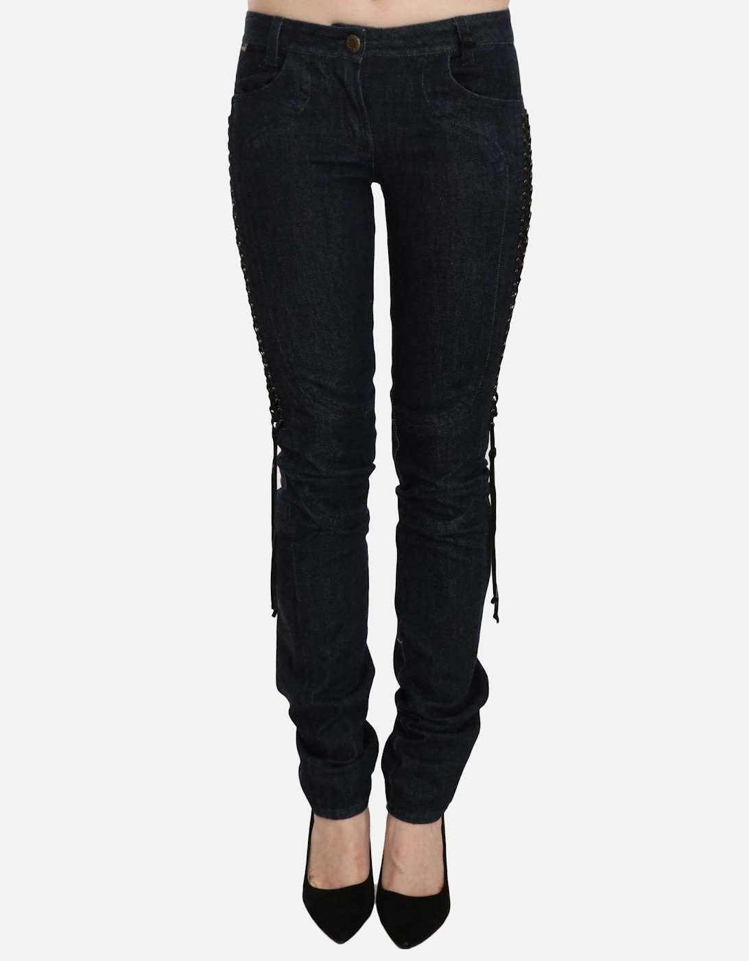 LaceUp Detail Skinny Jeans PAN70321 Women - Black Jeans, 5 of 4