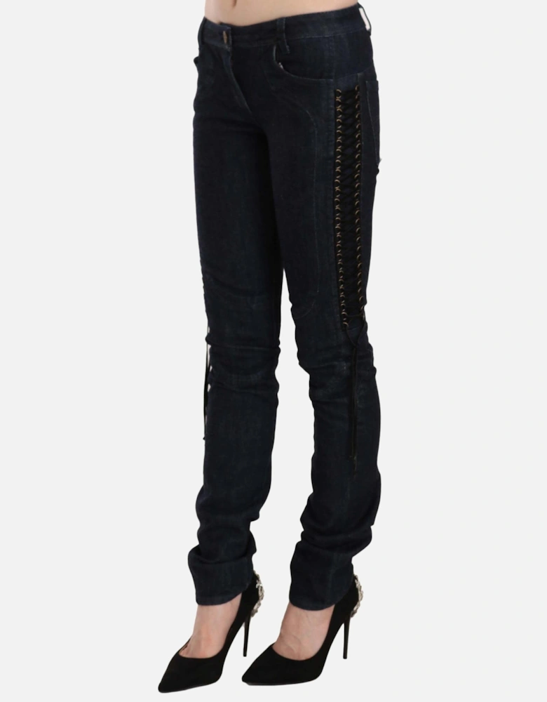 LaceUp Detail Skinny Jeans PAN70321 Women - Black Jeans
