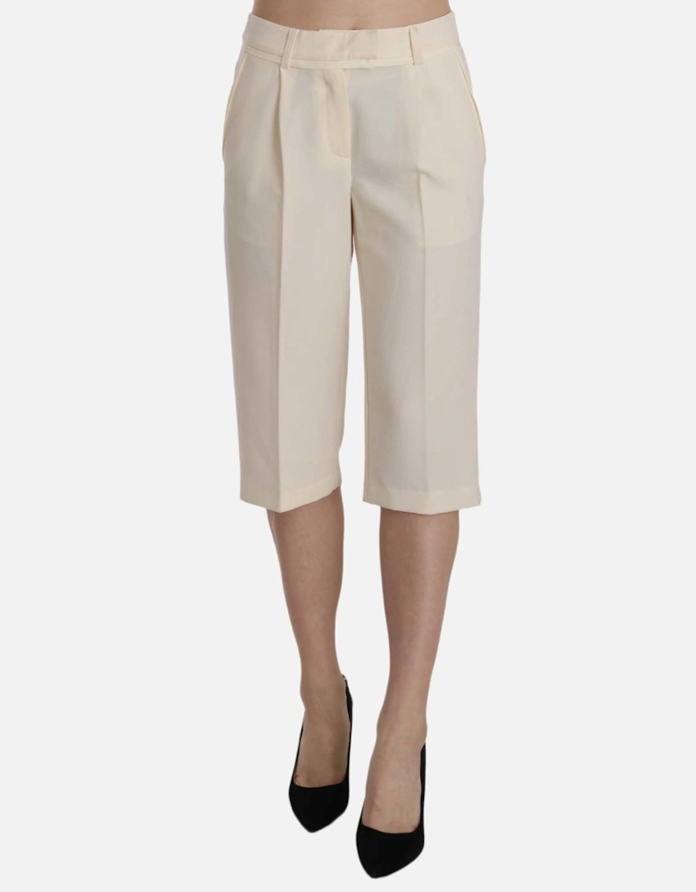 Mid Waist Straight Cropped Cotton Pants Women - Green Jeans