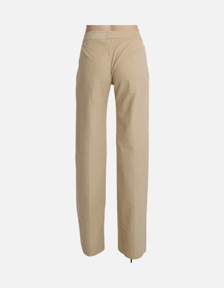 Beige pinstripe straightleg pants Women Jeans