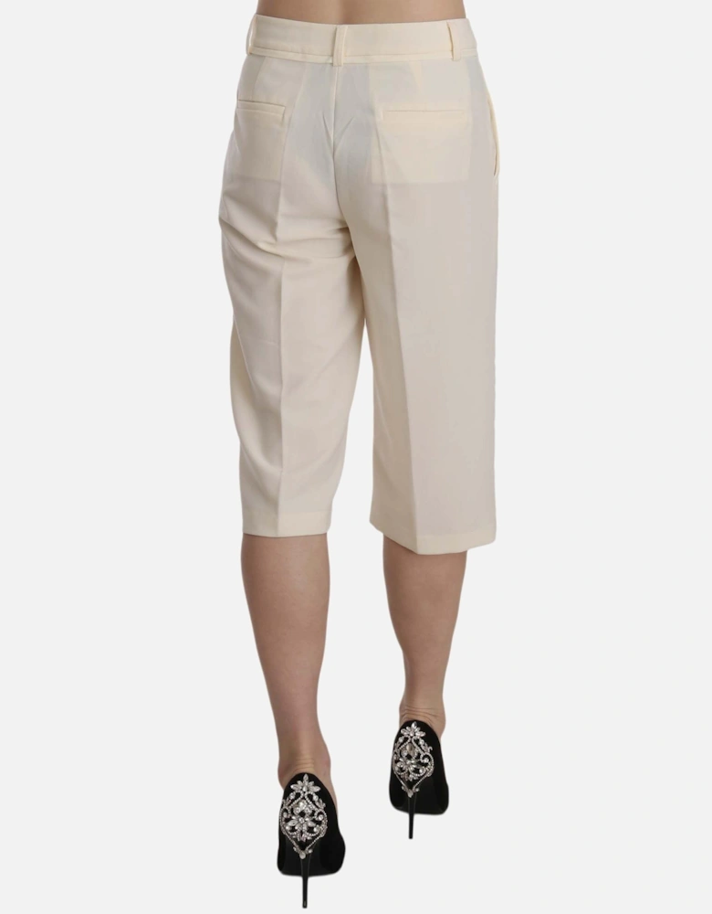 Mid Waist Straight Cropped Cotton Pants Women - Green Jeans