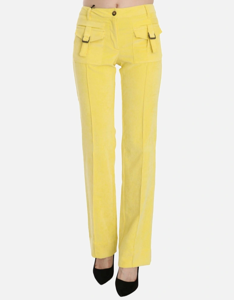 Casual Corduroy Pants Yellow Women Jeans