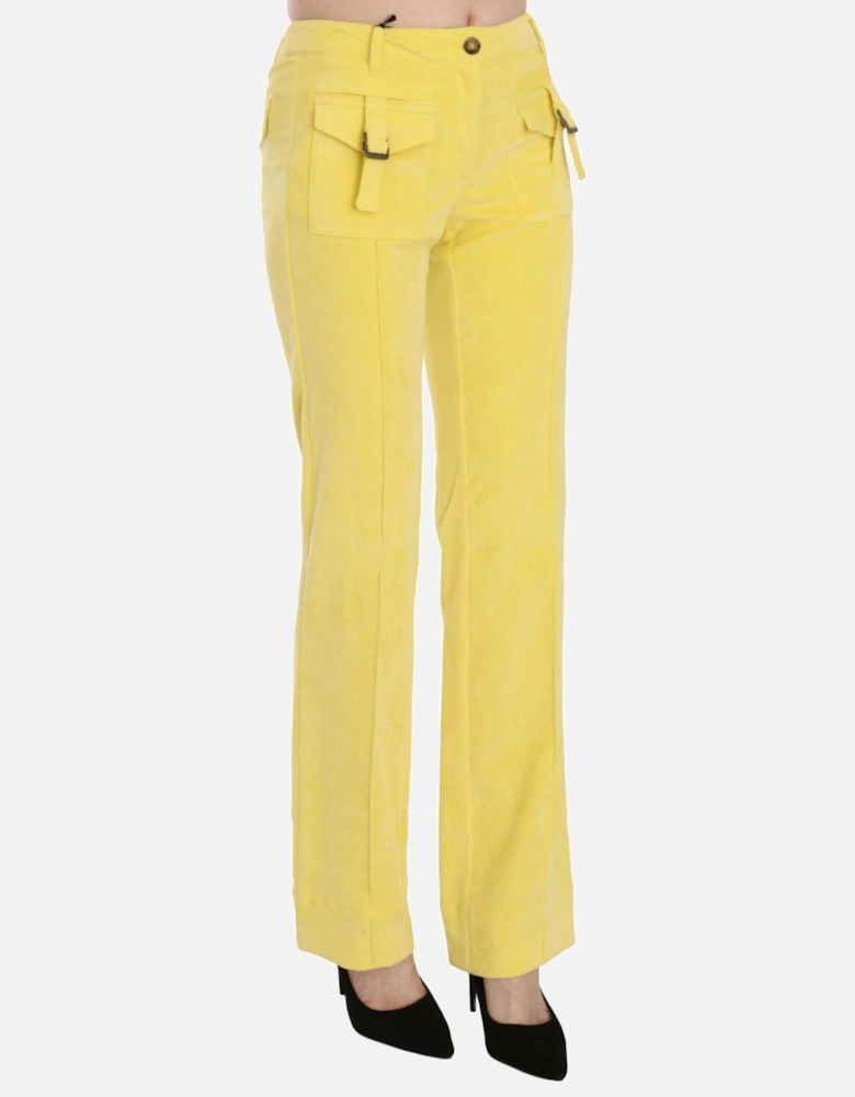 Casual Corduroy Pants Yellow Women Jeans