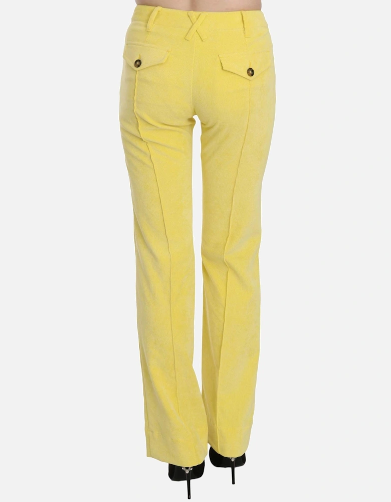 Casual Corduroy Pants Yellow Women Jeans
