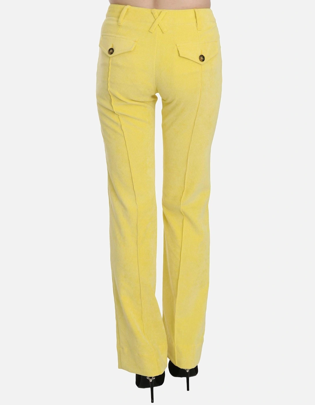 Casual Corduroy Pants Yellow Women Jeans