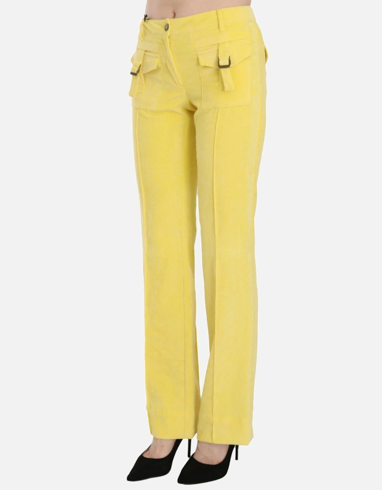 Casual Corduroy Pants Yellow Women Jeans