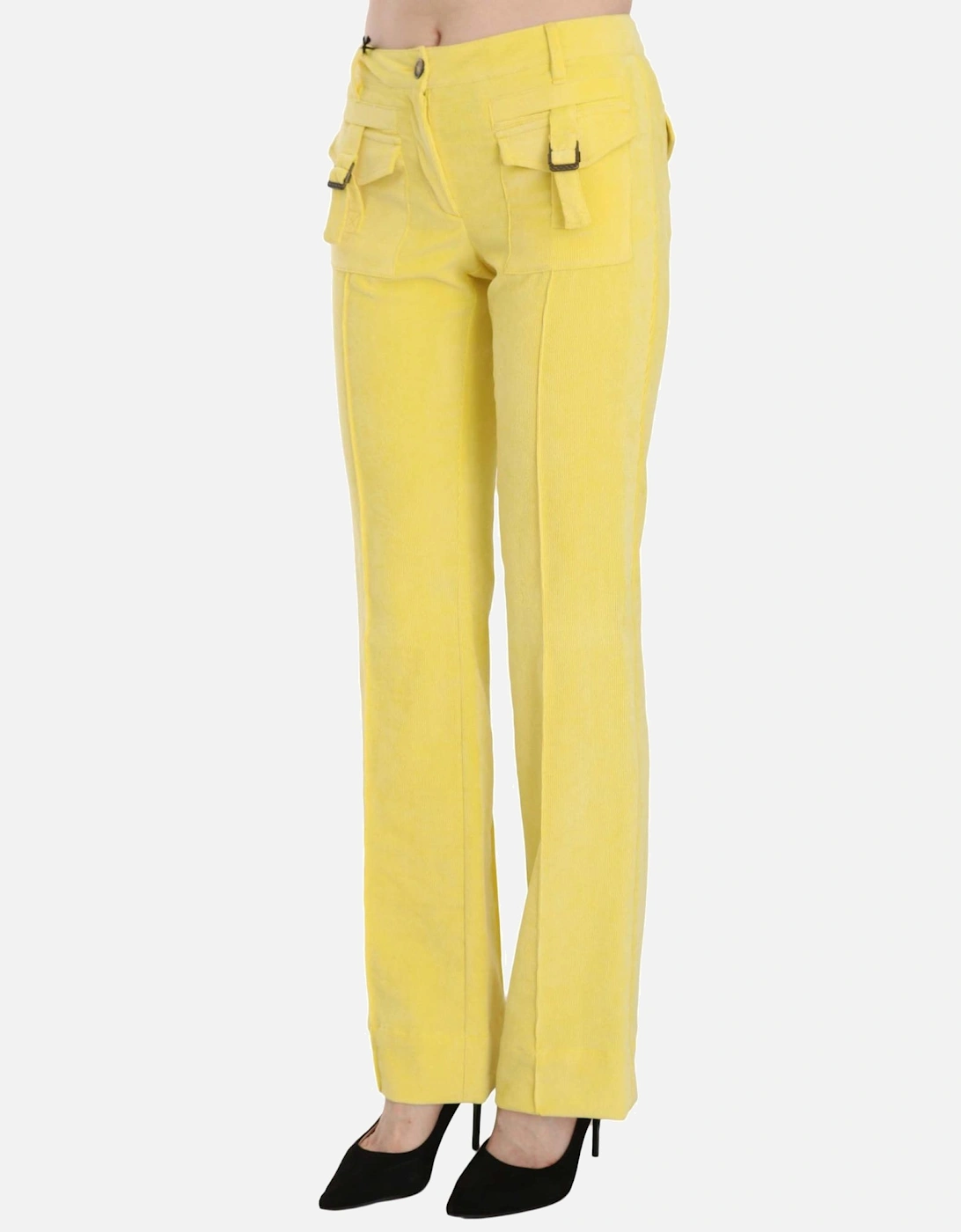 Casual Corduroy Pants Yellow Women Jeans
