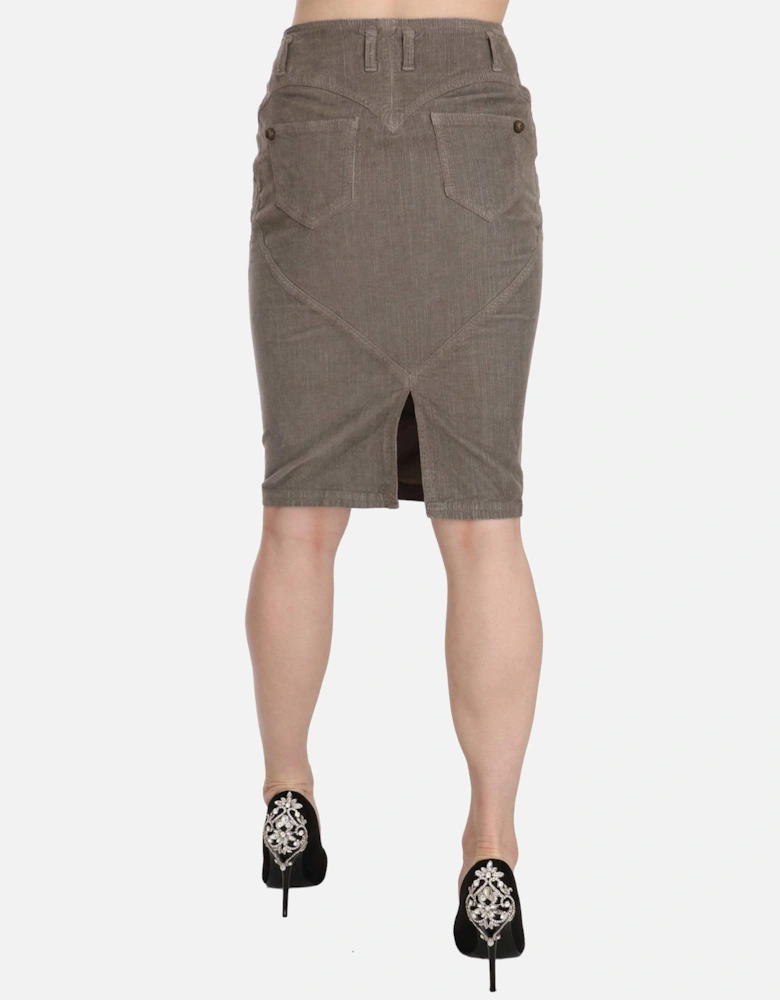 Corduroy Pencil Skirt Women - Gray