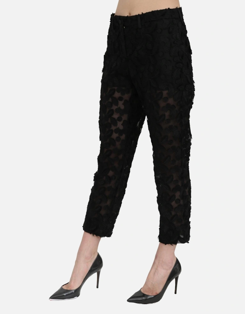 Floral Lace Trousers Black Women Jeans