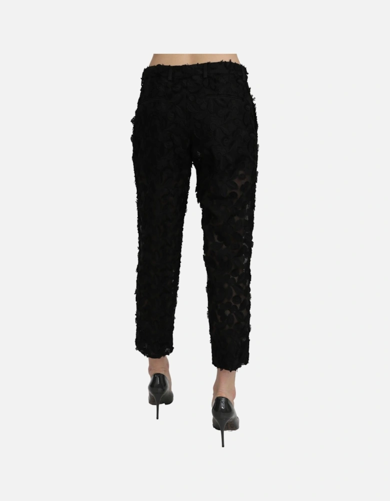 Floral Lace Trousers Black Women Jeans