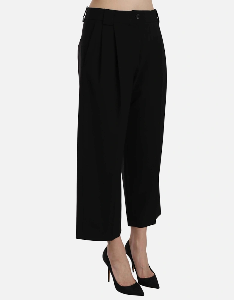 Dolce Gabbana Culottes Pleated Wool Pants Women - Black Jeans