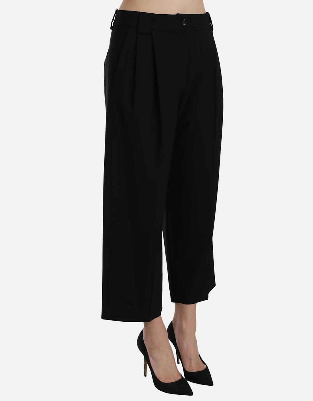 Dolce Gabbana Culottes Pleated Wool Pants Women - Black Jeans