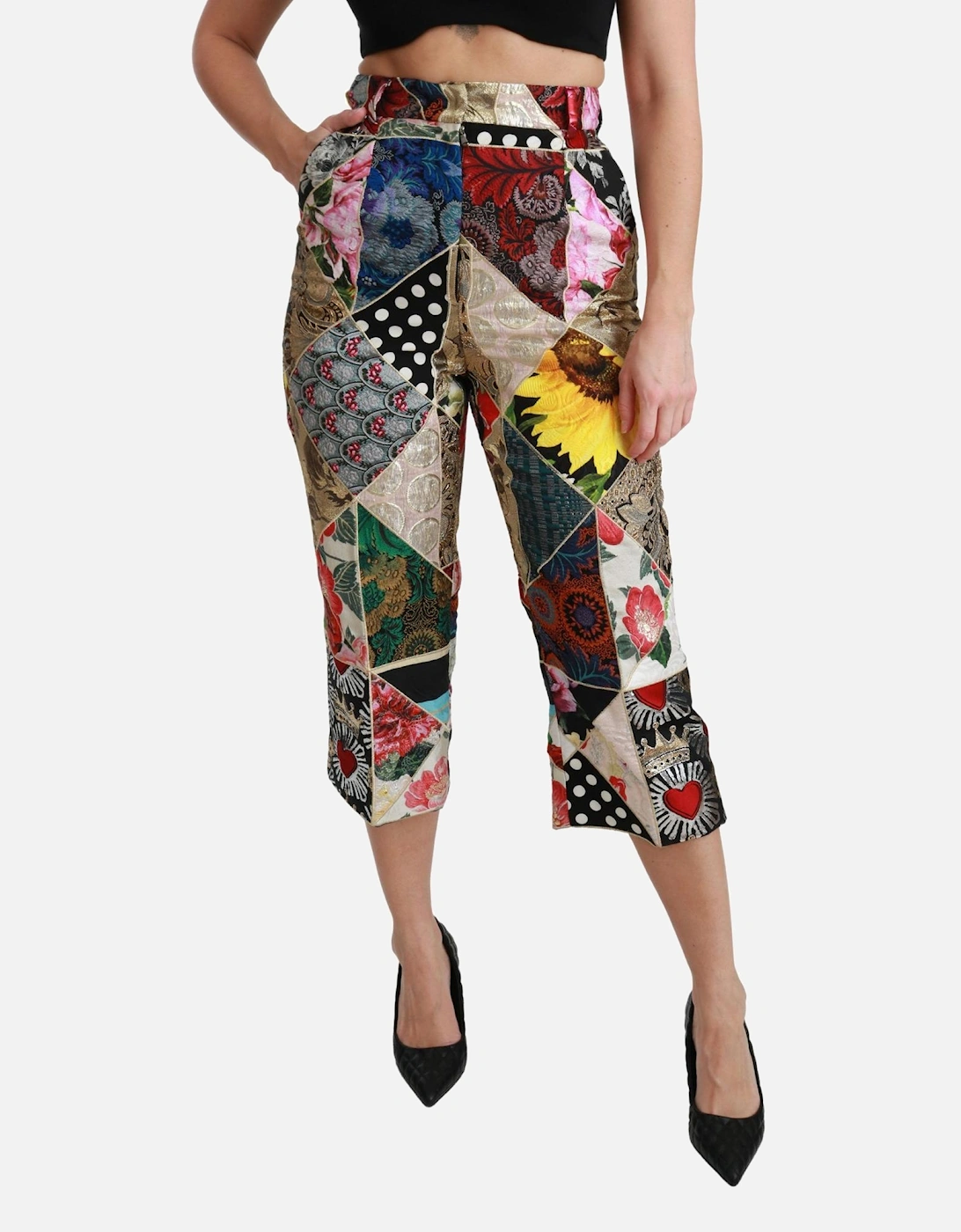 Dolce Gabbana Patchwork Trousers Cropped Style Women - Multicolor, 6 of 5