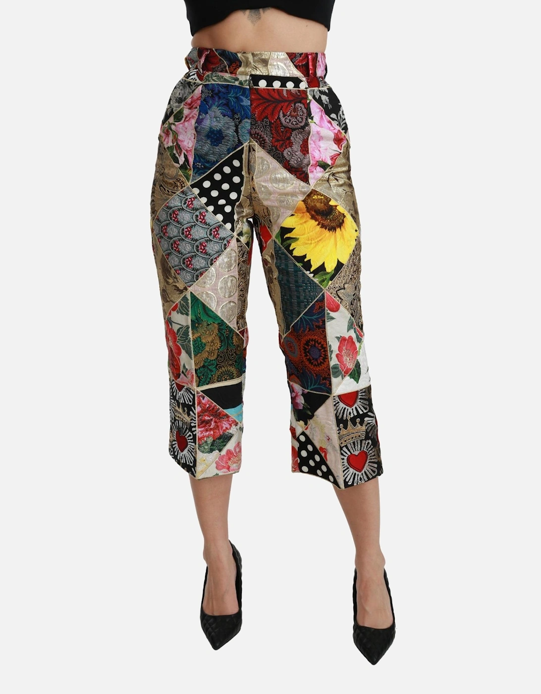 Dolce Gabbana Patchwork Trousers Cropped Style Women - Multicolor