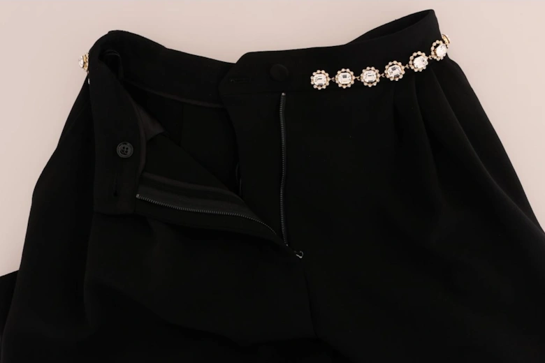 Dolce Gabbana Crystal Trousers WideLeg Women - Black Jeans